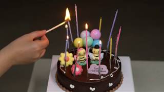 Happy Birthday Song - Birthday Cake Candles Lit And Blown Out 4K
