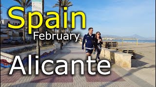Beach San Juan / Alicante/ Spain ⁴ᴷ  - walking tour - 4k -🌡T+19C° 🌞- 2024/02/18