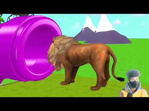 Long Slide Game With Elephant Gorilla Buffalo Hippopotamus Tiger - 3d Animal Game 