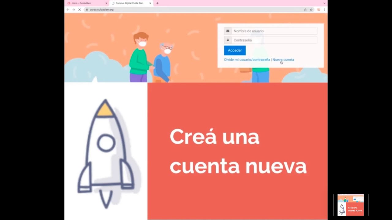 Cómo crear una nueva cuenta gratuita en el curso virtual Cuidá Bien ...