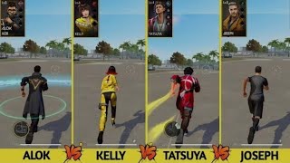 ALOK VS KELLY VS TATSUYA VS JOSEPH SPEED ABILITY TEST FREE FIRE