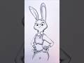 Cute Bunny Sketch In Pencil 🐰Drawing Judy Hopps From Zootopia ✍️ #shorts #judyhopps