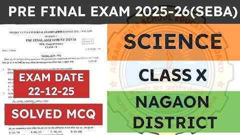 Class 10 Pre Final /Pre Board Exam Question Paper 2025- 26 | General Science | Nagaon District| seba