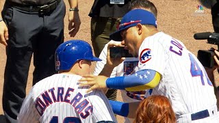 Contreras meets a young fan before the game Guide