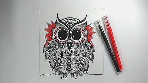 How to draw an Owl//Pen shading//Zentangle art//Cute owl drawing Step by step.