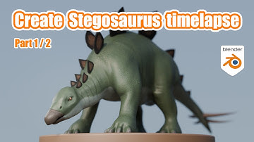 【Blender】Create Stegosaurus part1/2 (sculpt, modeling, retopology)【Timelapse】