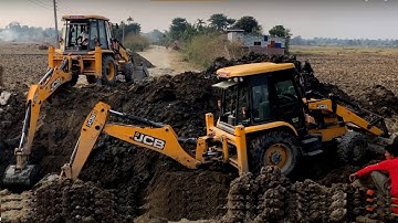 JCB Backhoe Loader Making A Bridge Foundation - JCB 4x4 Working VIDEO