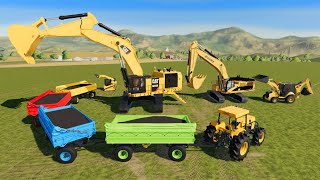 #JCB of Colors ! CAT machines & EXCAVATORS digging coal & Transporting | Maszyny i Koparki