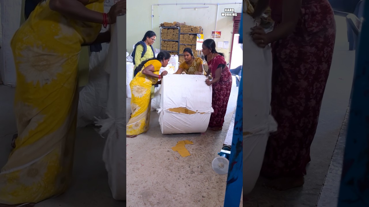 Hardwork Ladies Making Paper Bag #industry