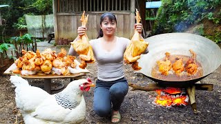 Harvesting Chickens Goes To Market Sell  Fried whole chicken like KFC | New Free Bushcraft