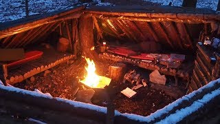 Sleeping in a SUPER shelter in the forest