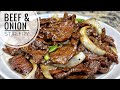 Beef and onion stir fry tender and juicy beef