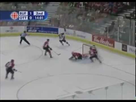 Buffalo Sabres' Jochen Hecht (not shown) scores on New Jersey