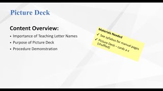 Picture Deck – Visual and Tactile Drills
