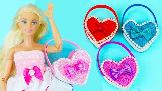 DIY Barbie için Minyatür Kalp Çantalar