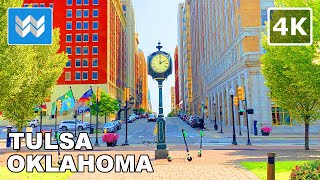 [4K] Downtown Tulsa Oklahoma, USA  Virtual Walking Tour & Travel Guide  Binaural City Sounds