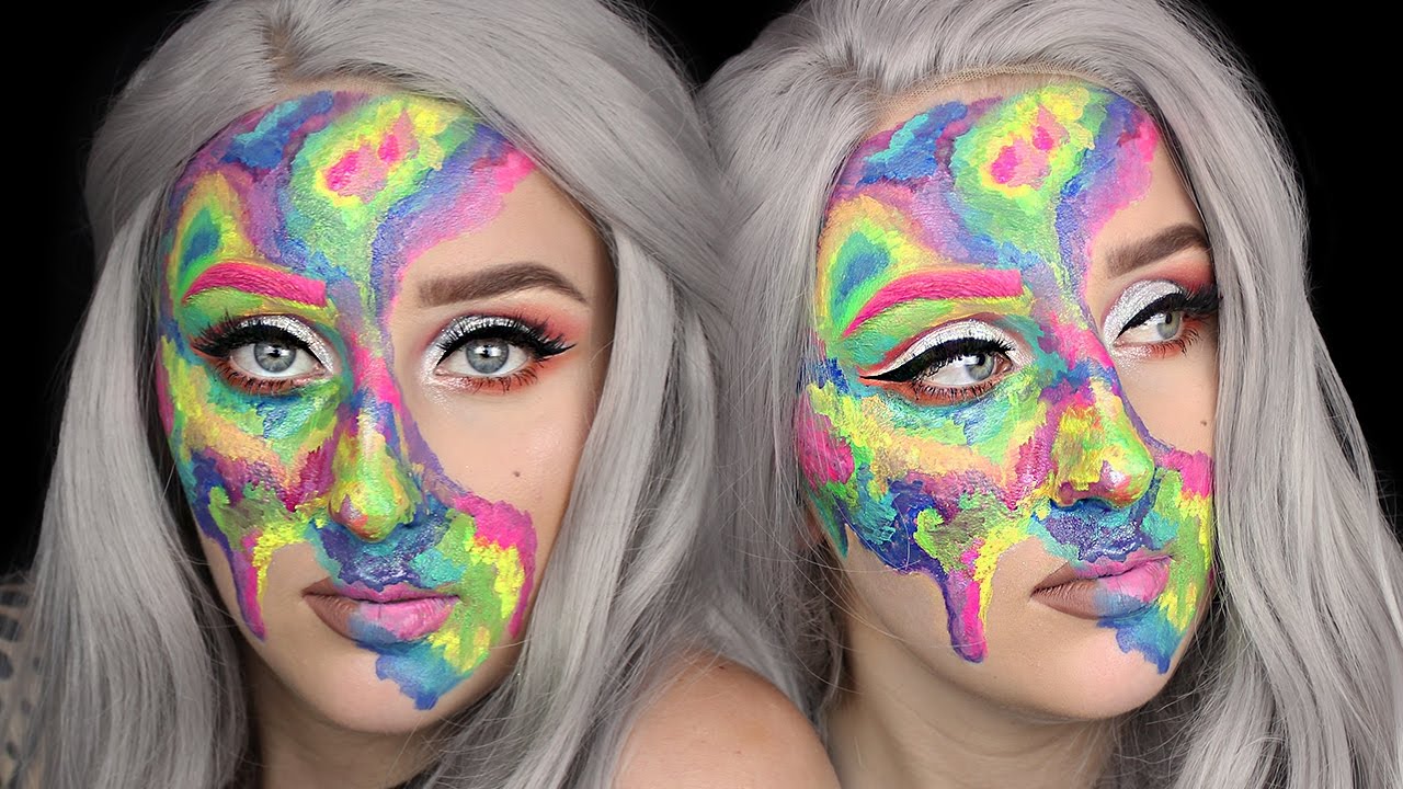 Neon Rainbow Watercolour Body Paint Makeup Tutorial YouTube