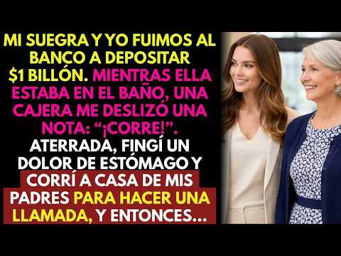 En el banco con mi suegra👵, una cajera me susurró “¡HUYE!”🤫 Fingí estar enferma y escapé