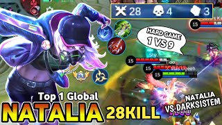 28 KILL ‼️NATALIA VS 9 PLAYER CRAZY DARKSISTEM MOONTON || Natalia Best Build 2024 - MLBB