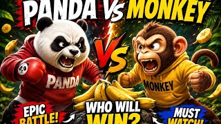 Panda vs monkey golden bana IIn forest #PandaVsMonkey#FunnyAnimals#AnimalComedy