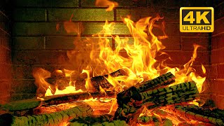🔥 Warm Logs Burning In Fireplace 🔥 Relaxing Christmas Fireplace 4K & Fire Crackling Sounds 3 Hours