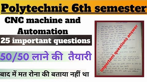 cnc machine and automation important questions | cnc machine and automation 6th semester | bteup |