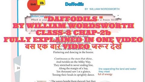 "Daffodils "Poem By William Wordsworth Class-8 Jcert English chapter -2b