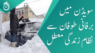 Heavy snowfall in Sweden - System life suspend - Aaj News