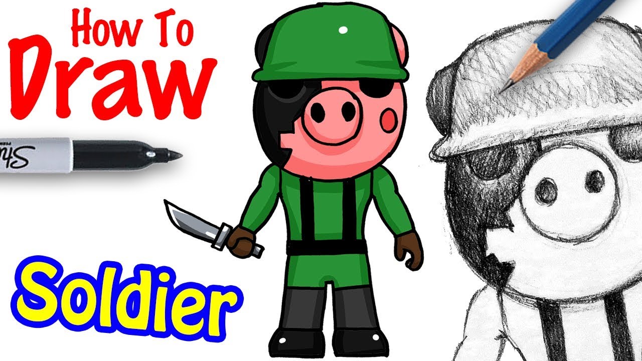 How To Draw Soldier Roblox Piggy Youtube