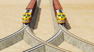 Train Vs Impossible Overlapping Rail Tracks Crossing- BeamNG.Drive