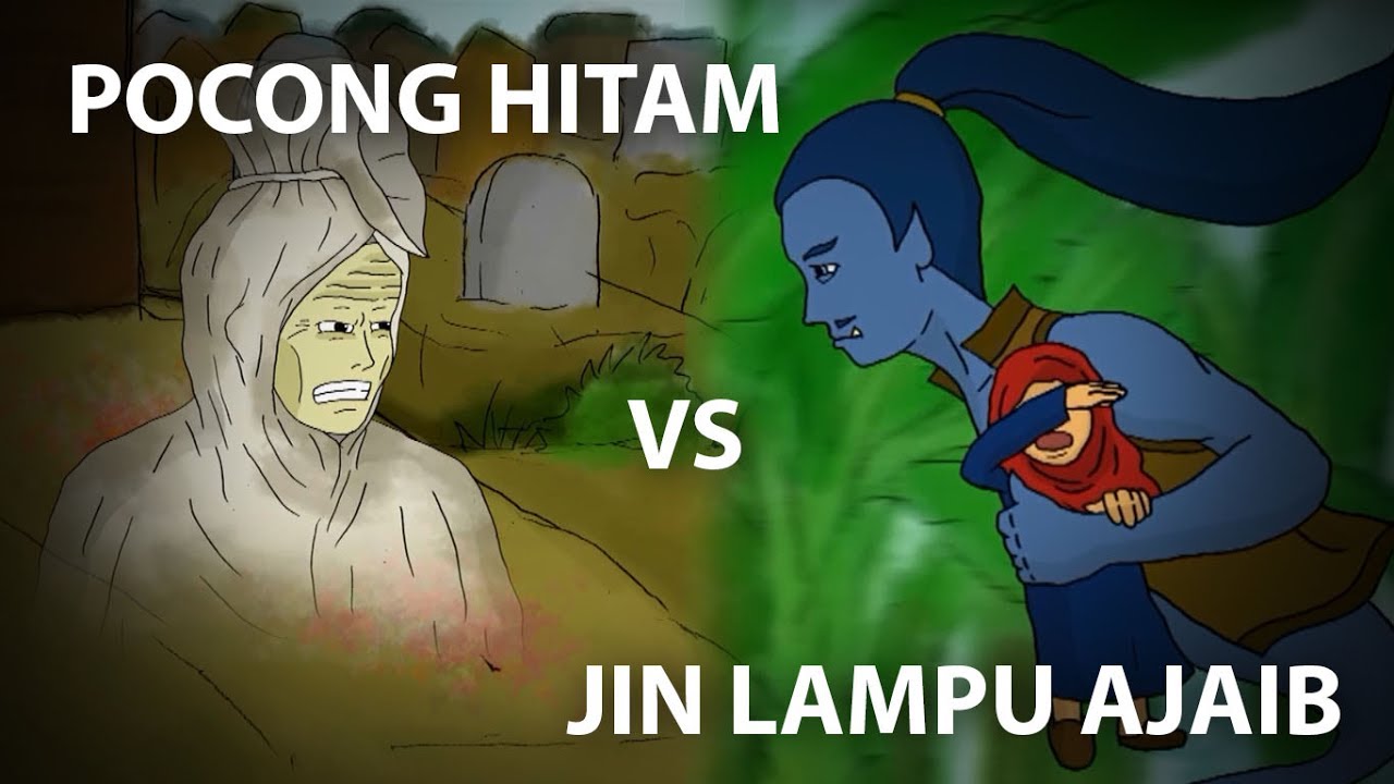 Pocong Hitam VS Jin Lampu Ajaib Kartun Horor YouTube