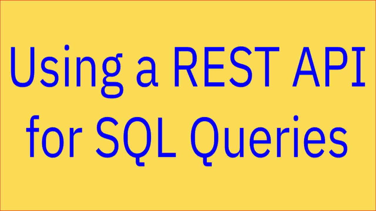 Running SQL via REST API - YouTube
