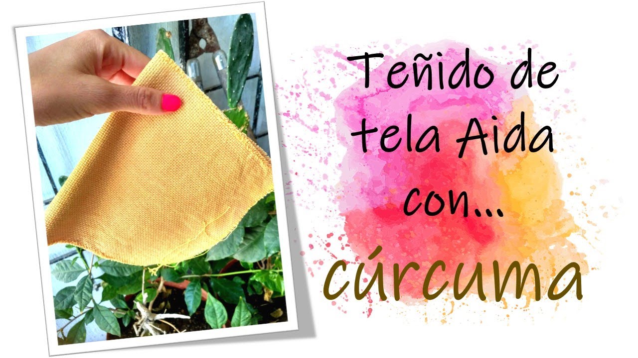 Teñido de tela Aida con cúrcuma