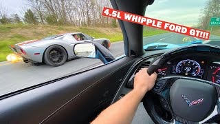 Guy In A 1 000hp Whipple Ford Gt Says He Can Beat My Zr1 Massive Flames Youtube