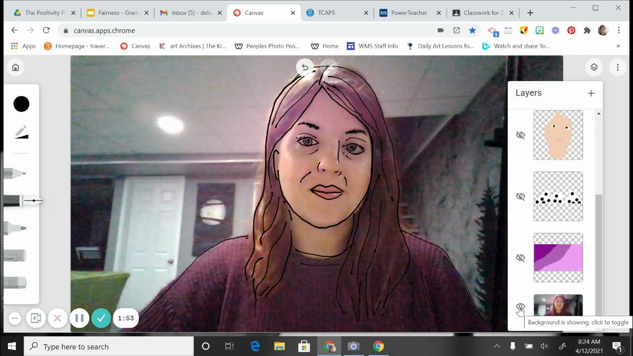 Self Portrait Digital Drawing with Google Chrome Canvas YouTube