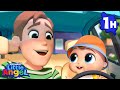 Driving With My Super Dad | Little Angel | 🚌Wheels on the BUS Songs! | 🚌Nursery Rhymes for Kids