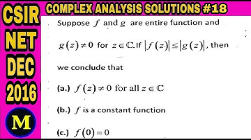 CSIR NET DEC 2016 COMPLEX ANALYSIS🔥