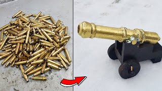 Casting Cannon -Trash to treasure . Melting cartridge case - ASMR brass casting