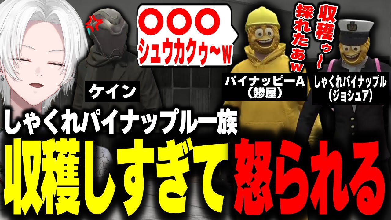 【 #ストグラ 】しゃくれすぎ＆収穫しすぎでケイン先輩に怒られるパイナップル一族【 切嘛 / ジョシュア 】