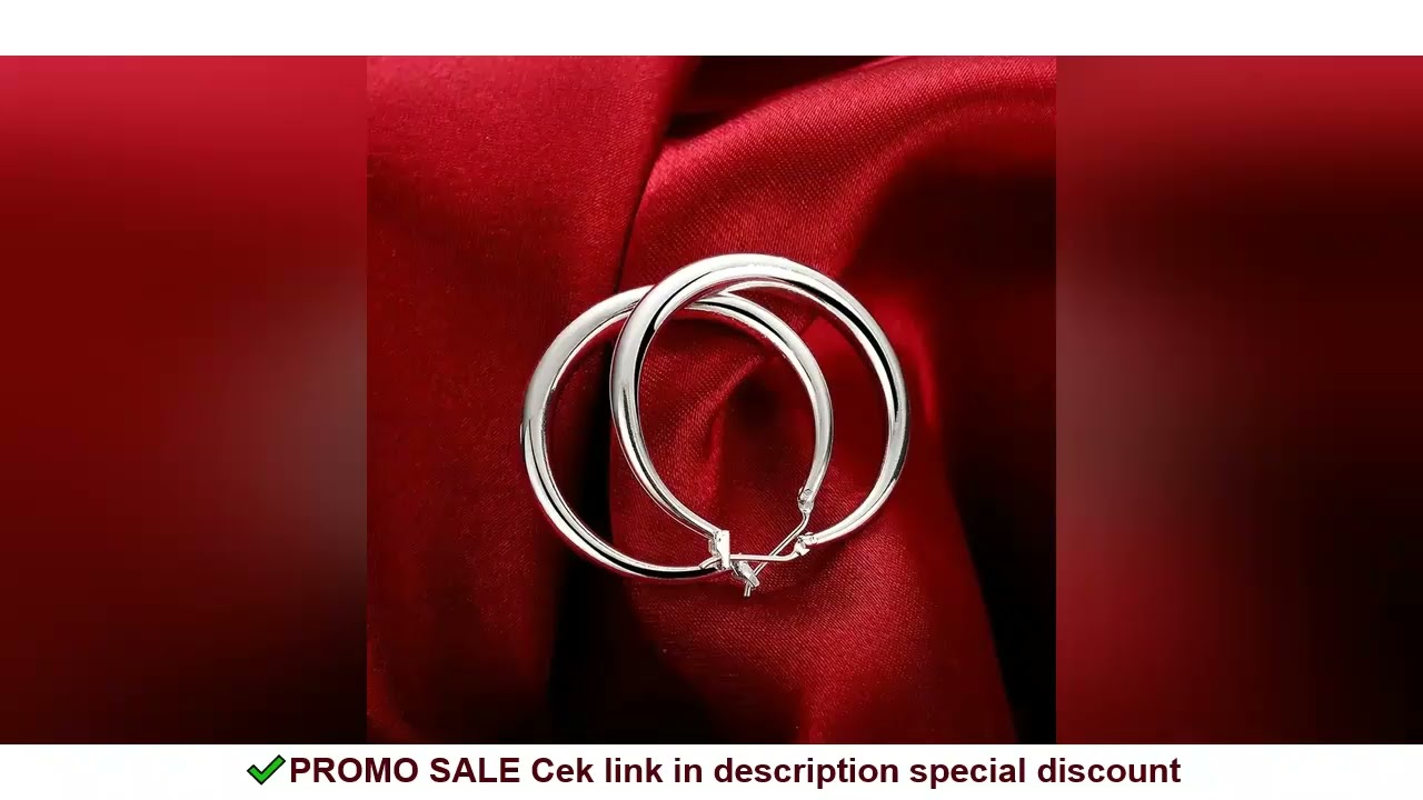 925 Sterling Silver 33mm Big Circle Round Hoop Earring For Women Unusual Earrings 2024 Trend Christm