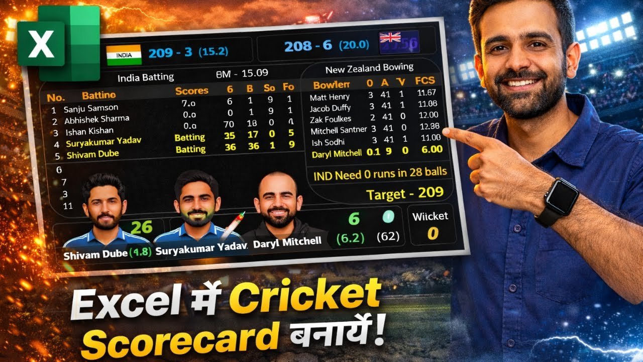 Cricket Scorecard In Excel | How to Create Cricket Scorecard 