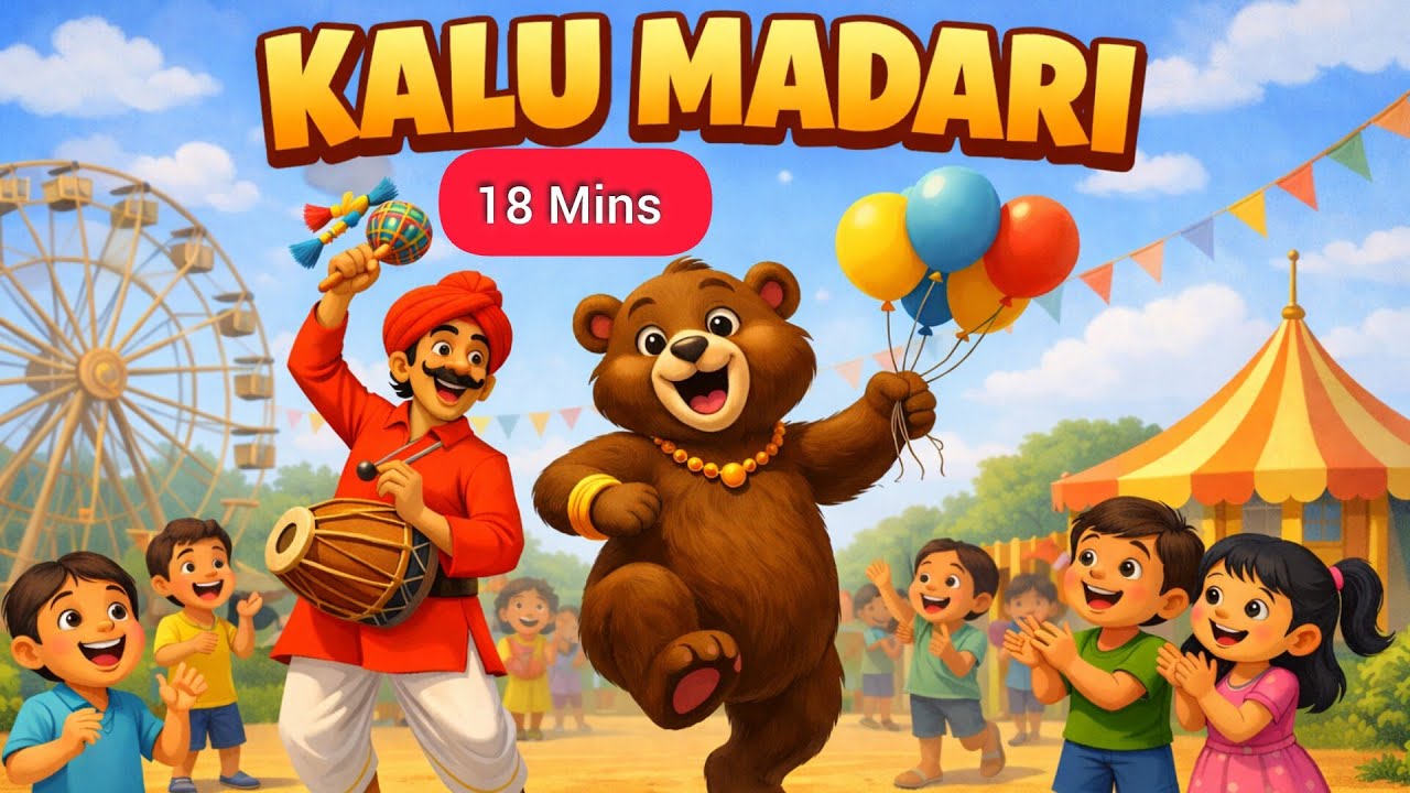 Kalu Madari Aaya | कालू मदारी आया | Nursery Rhyme | poem for kids | Hindi Rhyme | @Parlekidshindi 