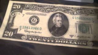 $20 bill 1950 G series bank of chicago