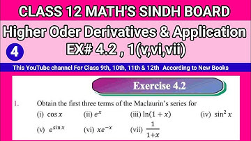 Class 12 Maths Unit 4 Exercise 4.2 Question 1(v,vi,vii) Higher Order Derivatives and Application