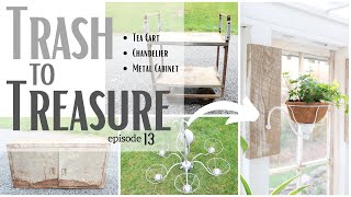 Trash to Treasure 13 ~ Chandelier Makeover ~ Tea Cart Repurpose ~ DIY Furniture ~ Upcycled Cabinet