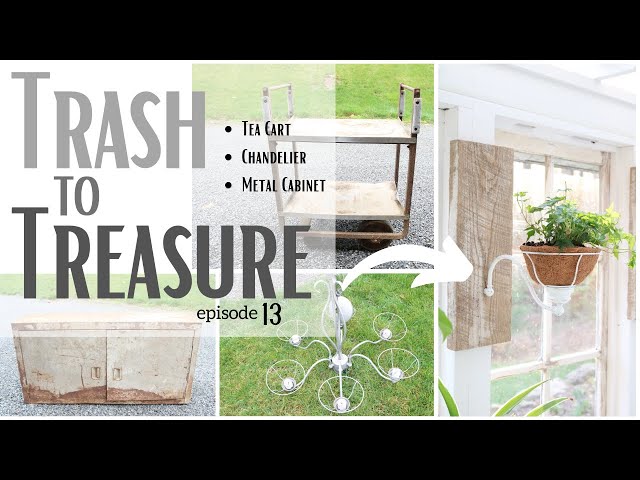 Trash to Treasure 13 ~ Chandelier Makeover ~ Tea Cart Repurpose ~ DIY Furniture ~ Upcycled Cabinet