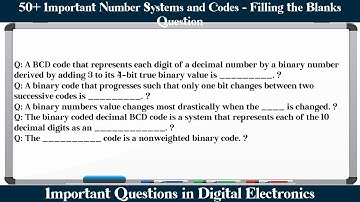 MCQ Questions Number Systems and Codes - Filling the Blanks with Answers