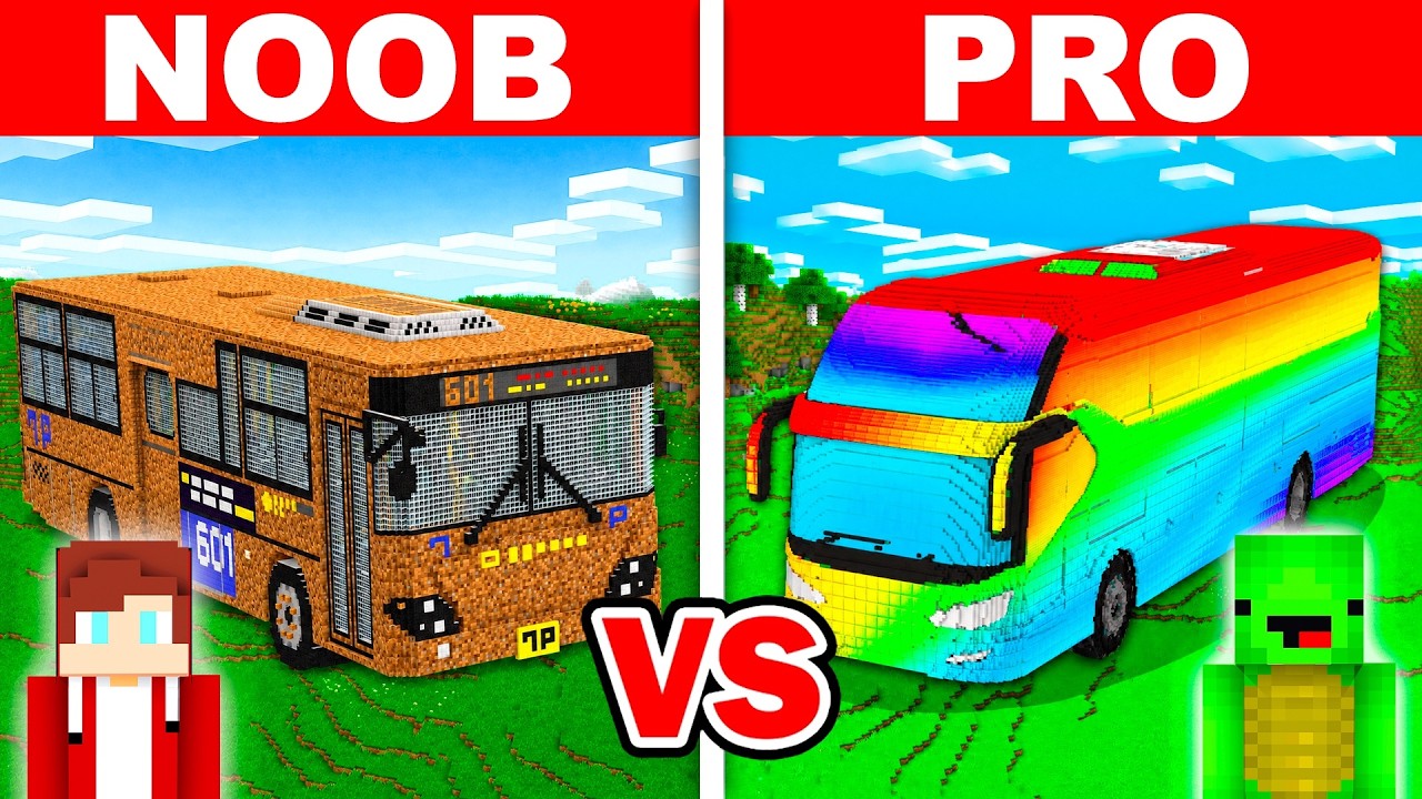 Mikey vs JJ: DIRT vs RAINBOW BUS HOUSE in Minecraft - NOOB vs PRO