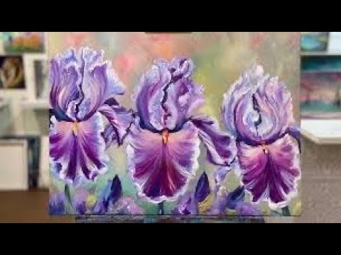 How To Paint Flowers Acrylic Painting Tutorial Irises YouTube Hqdefault