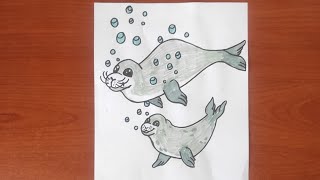 Kolay fok balığı çizimi// Fok balığı nasıl çizilir//How To Draw seal//Easy Drawing seal